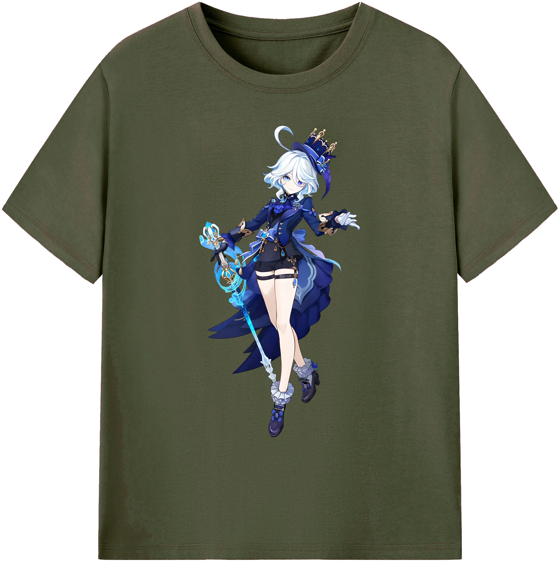 げんし神 フリーナ genshin Furina 綿100％ メンズ半袖Tシャツ｜肌触りやわらか＆通気性